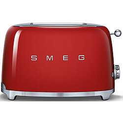 Smeg Grille-pain Rouge - TSF01RDEU 2 fentes - 950 W - Thermostat 6 positions - Fonctions réchauffage - Parois froides