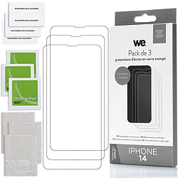 WE PACK 3 verres trempés IPHONE 14 : 3 Protections d'écran - anti-rayures - anti-bulles d'air - ultra-résistant - dureté 9H Glass