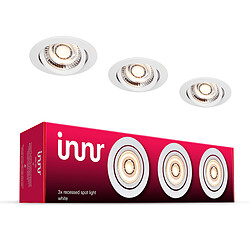 Innr Spot encastré RSL 115 - Pack de 3 Le spot LED encastrable extra-plat - Plafonnier encastrable métal - Pack de 3 - Blanc chaud - 2700K avec Driver LED - Compatible Philips HUE, Amazon Alexa