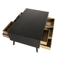 Avis MACABANE Table basse 8 tiroirs Pin Noir Mat 44x60cm Oudong