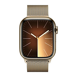 Apple Watch Series 9 GPS + Cellular, boîtier en acier inoxydable doré de 41 mm, bracelet Milanais doré - Reconditionné