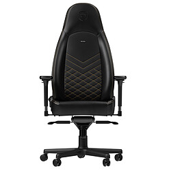 Noblechairs ICON - Noir/Or Chaise gamer revêtement cuir - dossier inclinable 135° - accoudoirs 4D - 150 kg max - pied aluminium 5 branches