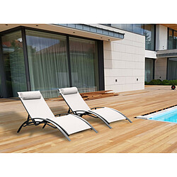 Chalet & Jardin Bain de soleil MONACO - Blanc Ecru - Lot de 2