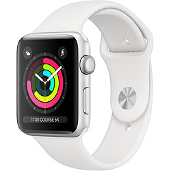 Apple Watch 3 - 42 - Alu argent / Bracelet Sport Blanc