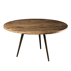 Avis MACABANE Table basse ronde 75cm bois de Teck recyclé et métal - SIANA