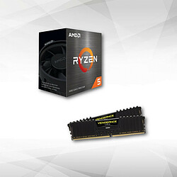 AMD Ryzen™ 5 5600X (3.7 GHz / 4.6 GHz) + Vengeance LPX Series Low Profile 32 Go (2x 16 Go) DDR4 3200 MHz CL16