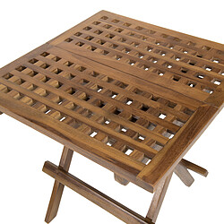 Acheter MACABANE Table pique nique de jardin HANNA carrée en bois teck huilé