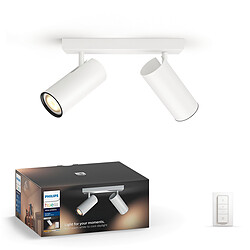 Philips Hue White - BURATTO Spot barre tube 2x5.5W - Blanc + Dim Switch