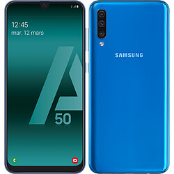 Samsung Galaxy A50 - 128 Go - Bleu · Reconditionné Smartphone 6,4'' FHD+ Super AMOLED - 4G+ - 128 Go - Android 9.0 - Batterie 4000 mAh - Lecteur d'empreinte sous l'écran - Reconnaissance faciale