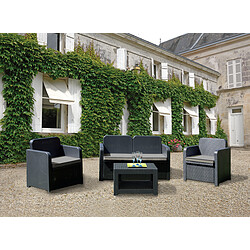 Igap LAGOS - Salon bas de jardin - Graphite - S7705Y Comprend 1 canapé 2 places, 2 fauteuils, 1 table basse.