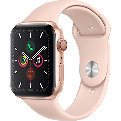 Apple Watch 5 - 44 - Cellular - Alu or / Bracelet Sport Rose des sables Montre Connectée Apple Watch Series 5 - Boitier en aluminium or - GPS + Cellular - watchOS 6 - Écran OLED Always-on - Stockage 32Go - Puce S5 - MWWD2NF/A