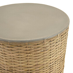 Acheter MACABANE Table d'appoint ronde plateau en béton socle en bambou naturel HECTOR