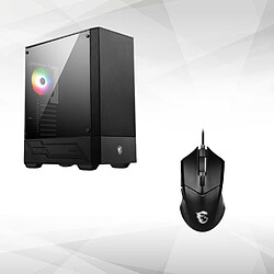 MSI MAG FORGE 110R + Souris Gamer CLUTCH DM07 RGB  Boîtier Moyen Tour Gaming avec Fenêtre en Acrylique et 1 Ventilateur ARGB + Souris gamer - Connexion Filaire - Rétro-éclairage RGB - Capteur optique - 4200 DPI - 6 boutons - Noire	