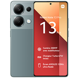 Xiaomi Redmi Note 13 Pro - 12/512 Go - Vert Smartphone 6,7" - écran AMOLED ultra-fluide - 120 Hz -12/512 Go  - 4G - Appareil photo 200MP + Charge Turbo 67W avec chargeur + coque incluse