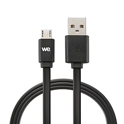 WE Câble Micro USB Plat 2m réversible - Connecteur Ultra Résistant - Charge Rapide pour Samsung Huawei Nexus Sony - Noir