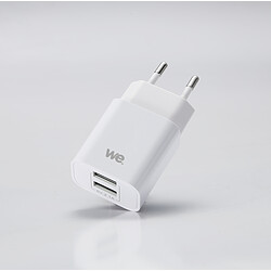 WE Chargeur Secteur Adaptateur USB Universel  2 Ports USB-A Chargeur Mural (5V/2.1A Max) pour Apple iOS, Android, Huawei, Honor - BLANC 