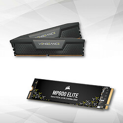 Corsair Disque SSD M.2 NVMe MP600 ELITE - 1 To + Vengeance DDR5 32 Go (2 x 16 Go) 5600 MHz CL36 - Noir SSD interne - CSSD-F1000GBMP600ENH - 7000 Mo/s - Sans dissipateur + Kit Dual Channel 2 barrettes de RAM DDR5 PC5-44800 - CMK32GX5M2B5600C36