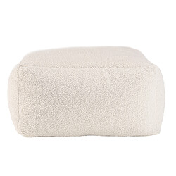 Acheter MACABANE Pouf carré 53x53cm tissu bouclette blanc AGATHE