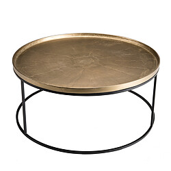 MACABANE Table basse ronde 88cm aluminium doré pieds ronds - JANICE La table basse ronde 88&nbsp;cm dor&eacute; pieds ronds &ndash; JANICE est compos&eacute;e d&rsquo;un assemblage &agrave; base d&rsquo;aluminium et de m&eacute;tal.