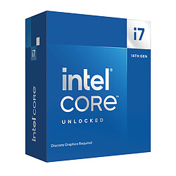 Intel Core i7-14700KF (3.4 GHz / 5.6 GHz) Processeur 20 Cœurs (8 Cœurs Performant + 12 Cœurs Efficient) 28 Threads - Socket 1700 - Cache L3 33 Mo - 0.010 micron (version boîte sans ventilateur - garantie Intel 3 ans)