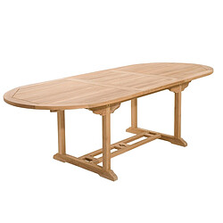 MACABANE Table ovale extensible 8/10 personnes en teck massif - Teck 