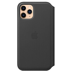 Apple Étui folio en cuir pour iPhone 11 Pro - Noir Étui folio en cuir pour iPhone 11 Pro - Compatible charge sans fil - Doublure microfibre - Mise en veille automatique