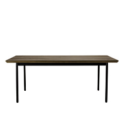 MACABANE Table à manger rectang. marron foncé 200x100cm pieds métal noir ALMA 