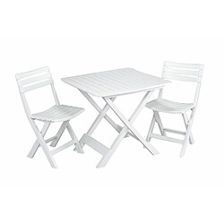 Carrefour Set Balcon 1 table + 2 chaises - Blanc pas cher