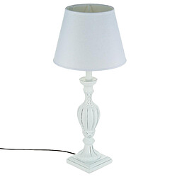 3S. x Home LAMPE BOIS PATINE BLANC H56