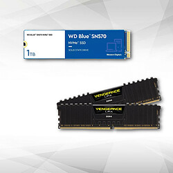 Corsair Vengeance LPX Series Low Profile 16 Go (2 x 8 Go) DDR4 3600 MHz CL16 + Disque SSD NVMe™ WD Blue SN570 1 To