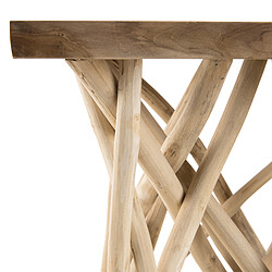 Acheter MACABANE Table d'appoint bois nature - plateau Teck pieds bois flotté - CLEA