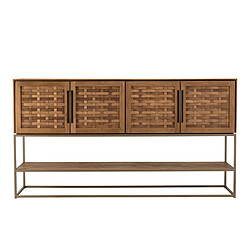 Avis MACABANE Buffet en bois de teck recyclé 4 portes en tissage de bambou 