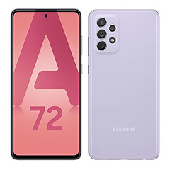 Samsung Galaxy A72 - 128 Go - Lavande · Reconditionné Smartphone 6,7" AMOLED FHD+ - Snapdragon 720G - RAM 6Go - NFC/Bluetooth 5.0 - 5000 mAh - Charge rapide 25W - Caméra 64MP - Android 11