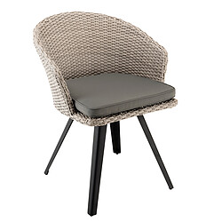 MACABANE Fauteuil Rotin synthétique et Métal + coussin Gris 