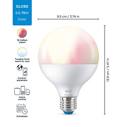 WiZ Ampoule connectée Globe couleur E27 75W pas cher