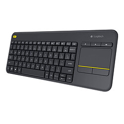 Logitech K400 Plus Noir - Sans fil Clavier bureautique - AZERTY - Touches mebrane - Connexion sans fil 2,4 GHz avec récepteur USB - Noir - Compatible Windows + Android