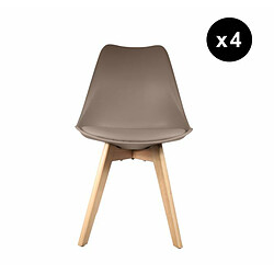 3S. x Home Lot de 4 chaises scandinaves coque rembourée - taupe 