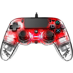 Nacon Manette filaire Officielle PS4 Compact Transparente ROUGE