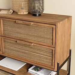 MACABANE Buffet 4 tiroirs 1 étagère en bois de teck recyclé  pas cher