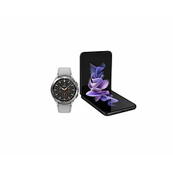 Samsung Galaxy Z Flip 3 - 5G - 128 Go - Noir + Galaxy Watch4 Classic - 42 mm - Bluetooth - Argent Smartphone 6,7" FHD+ - HDR10+ - Snapdragon 888 - RAM 8Go - 3300 mAh - Charge rapide - Double capteur 12MP - Android 11 + Montre connectée Galaxy Watch4 Classic - Fonctionnalités Sport et Bien-être avancées - Connexion Bluetooth 5.0 - Cardiofréquencemètre 