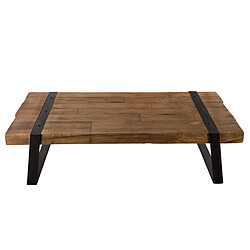 MACABANE Table basse rectangulaire bois de Teck recyclé et métal - SIANA 