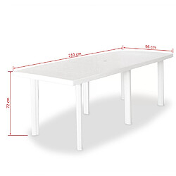 vidaXL Table de jardin 210 x 96 x 72 cm Plastique Blanc pas cher