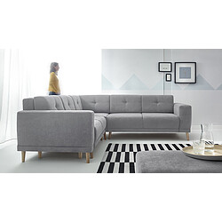 Bobochic LUNA - 6 places - Canapé d'angle panoramique avec pouf - Convertible - Gris Clair Canapé d'angle panoramique convertible avec pouf - LUNA - Gris Clair - 260cm x 82cm x 260cm