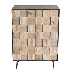 Avis MACABANE Buffet 2 portes Sapin et pieds métal CARLA