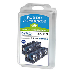 Rue du Commerce Pack de 10 cassettes à ruban compatibles Dymo 45013 Cassettes à ruban compatibles Dymo 45013 - 10x12 mm/7 m