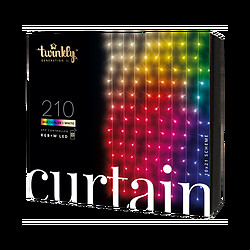 TWINKLY Curtain 210 LED RGBW 5mm Gen II - Edition multicolore- +Blanc - 1 x 2,1 m Lumières de Noël Connectée LED contrôlable Smart 210  Led RGB Twinkly Curtain - 1m x 2,1m 