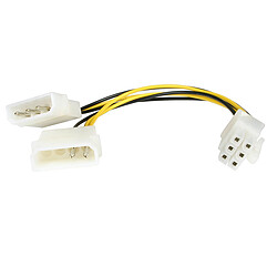 StarTech.com Câble adaptateur d'alimentation LP4 vers carte graphique PCI Express à 6 broches de 15 cm - M/M Câble adaptateur d'alimentation LP4 vers carte graphique PCI Express à 6 broches de 15 cm - M/M - Noir et jaune