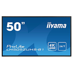 IIYAMA LFD 50" dalle VA 24/7 3840x2160 DVI VGA 3xHDMI  2xHaut-parleurs DisplayPort 2xUSB 500cd/m² Paysage/port 8ms MediaPlayer VESA 400x400 LH5052UHS-B1