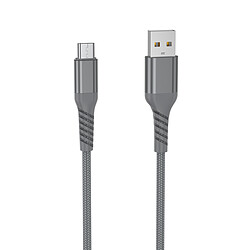 WE Câble USB vers Micro USB Ultra Résistant en Nylon Tressé et Kevlar, 1 Mètre, Certifié MFi, Charge et Synchronisation des Données - Gris