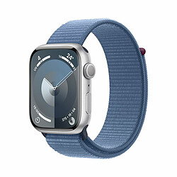 Apple Watch Series 9 GPS 45 mm Boîtier en aluminium argenté avec boucle Sport Bleu hiver